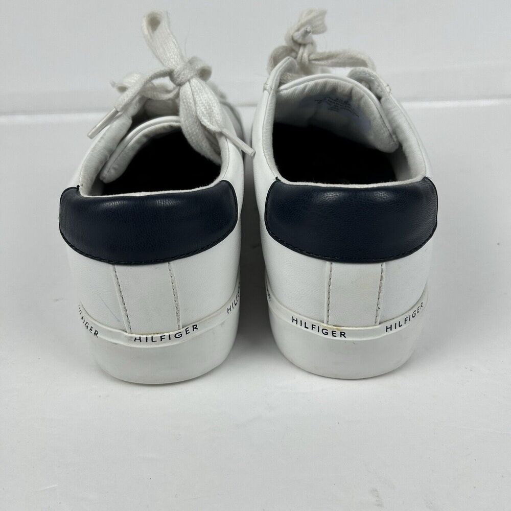 Tommy Hilfiger Henissly 8.5 M Faux Leather Low Top Sneaker White Shoes Logo - Picture 4 of 9